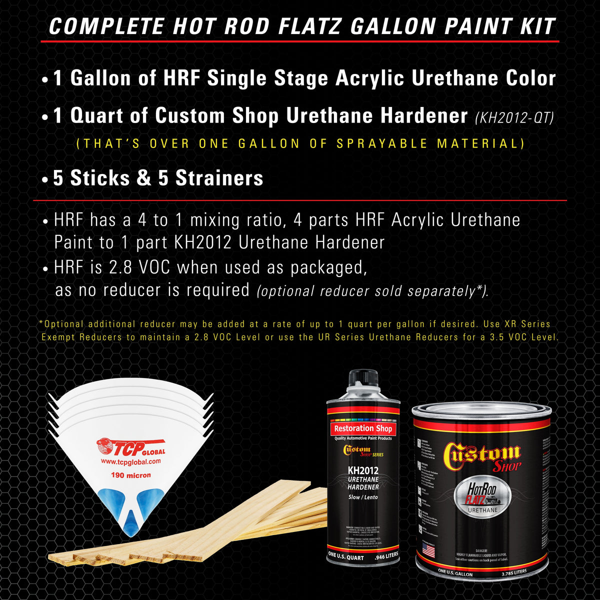Charcoal Gray Firemist - Hot Rod Flatz Flat Matte Satin Urethane Auto Paint - Complete Gallon Paint Kit