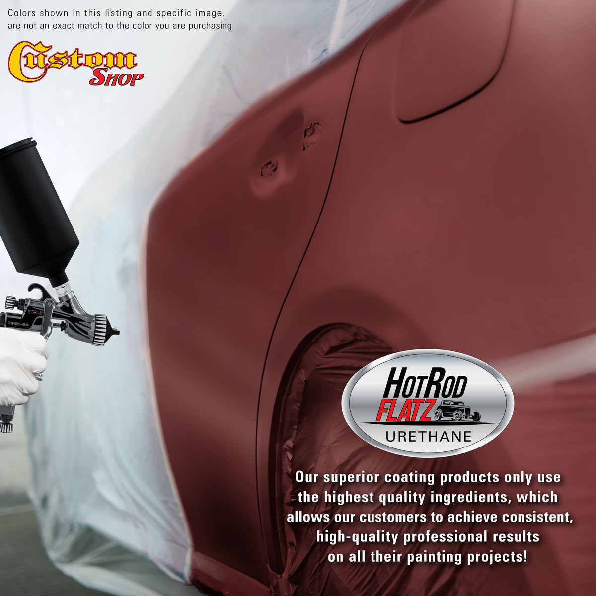 Firemist Red - Hot Rod Flatz Flat Matte Satin Urethane Auto Paint - Complete Gallon Paint Kit Coating