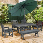 6-Seater Outdoor Dining Set with Loveseat, Umbrella Hole & Cushioned Seating, Dark Gray