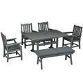 6-Seater Outdoor Dining Set with Loveseat, Umbrella Hole & Cushioned Seating, Dark Gray