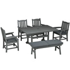 6-Seater Outdoor Dining Set with Loveseat, Umbrella Hole & Cushioned Seating, Dark Gray