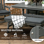 6-Seater Outdoor Dining Set with Loveseat, Umbrella Hole & Cushioned Seating, Dark Gray