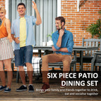 6-Seater Outdoor Dining Set with Loveseat, Umbrella Hole & Cushioned Seating, Dark Gray