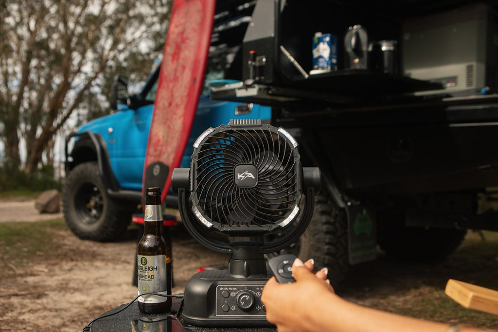 Kickass 360° Oscillating 20,000mAh Camping Fan with Power Bank & Light