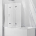 Aquaglass 6mm Frameless Bath Screen with 3 Folding Panels - 1400 x 1200mm - Aqua