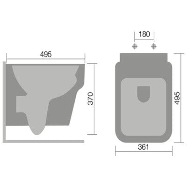 Medici Wall Hung Toilet (suitable for cistern & frame packs)