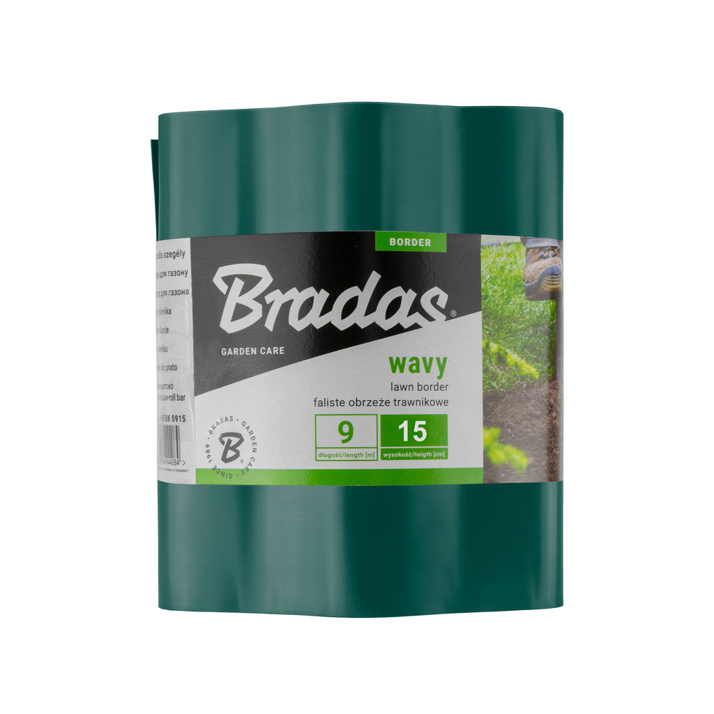 Wavy Plastic Garden Lawn Edging, H=15CM, L=9M, Green