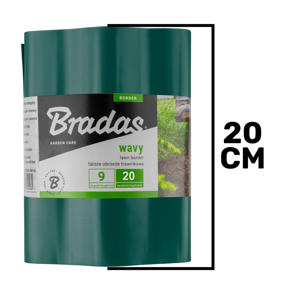 Wavy Plastic Garden Lawn Edging, H=20CM, L=9M, Green