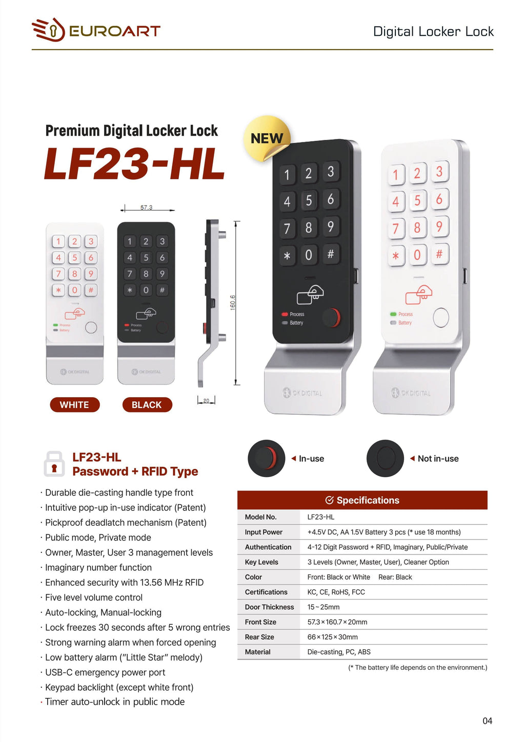 EALF23-HL Smart Digital Lock for Cabinet & Lockers