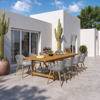 Leyland 9-Piece Weather-Resistant FSC Wood Outdoor Dining Set – Grey