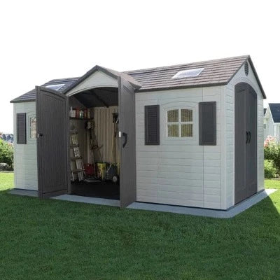 Lifetime Heavy Duty Plastic Garden Shed - Dual Entrance - All Sizes - Store More Garden Buildings