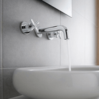 Loft Chrome 3 Hole Wall Mounted Basin Mixer