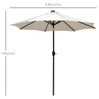 9ft Solar Patio Umbrella Outdoor Sunshade 24 LED Lights Tilt Canopy, Cream