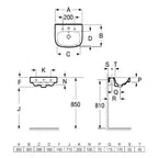 Debba Ceramic Wall Hung 350mm Basin - 1 Tap Hole