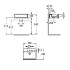 Diverta 600mm Over Countertop Basin 1 Tap Hole