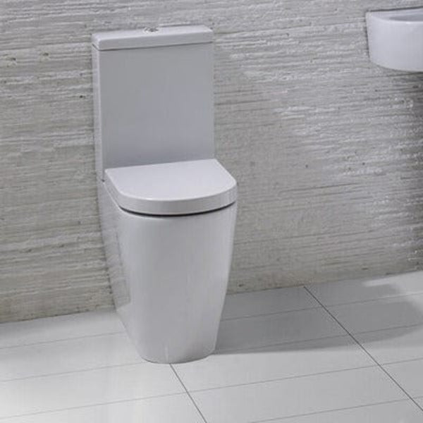 Emme Close Coupled Toilet with Closed, Flush to Wall Back