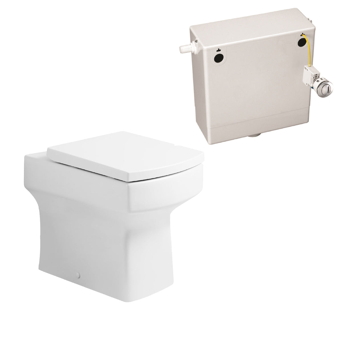 Messina Modern Back To Wall Toilet With Soft Close Seat - White