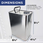 1 Gallon Empty F-Style Metal Rectangular Solvent Can with Caps - Pull-Up Spout, 128 fl. oz. Steel Paint Storage Container Tin - Unlined