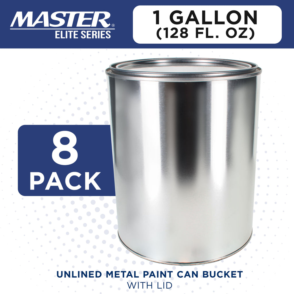 1 Gallon Unlined Empty Metal Paint Can Bucket with Lids, Pack of 8 - Triple Tight Lid Seal, 128 fl. oz. Steel Coating Storage Container Tin