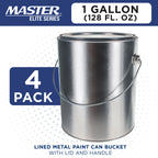 1 Gallon Lined Empty Metal Paint Can Bucket with Lids, Bail Handles, Pack of 4 - Triple Tight Seal, 128 fl. oz. Steel Coating Storage Container Tin