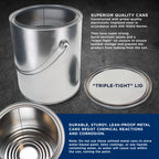 1 Gallon Unlined Empty Metal Paint Can Bucket with Lids, Bail Handles, Pack of 2 - Triple Tight Seal, 128 fl. oz. Steel Coating Storage Container Tin