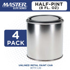 1/2 Pint Unlined Empty Metal Paint Can Bucket with Lids, Pack of 4 - Triple Tight Lid Seal, 8 fl. oz. Steel Coating Storage Container Tin
