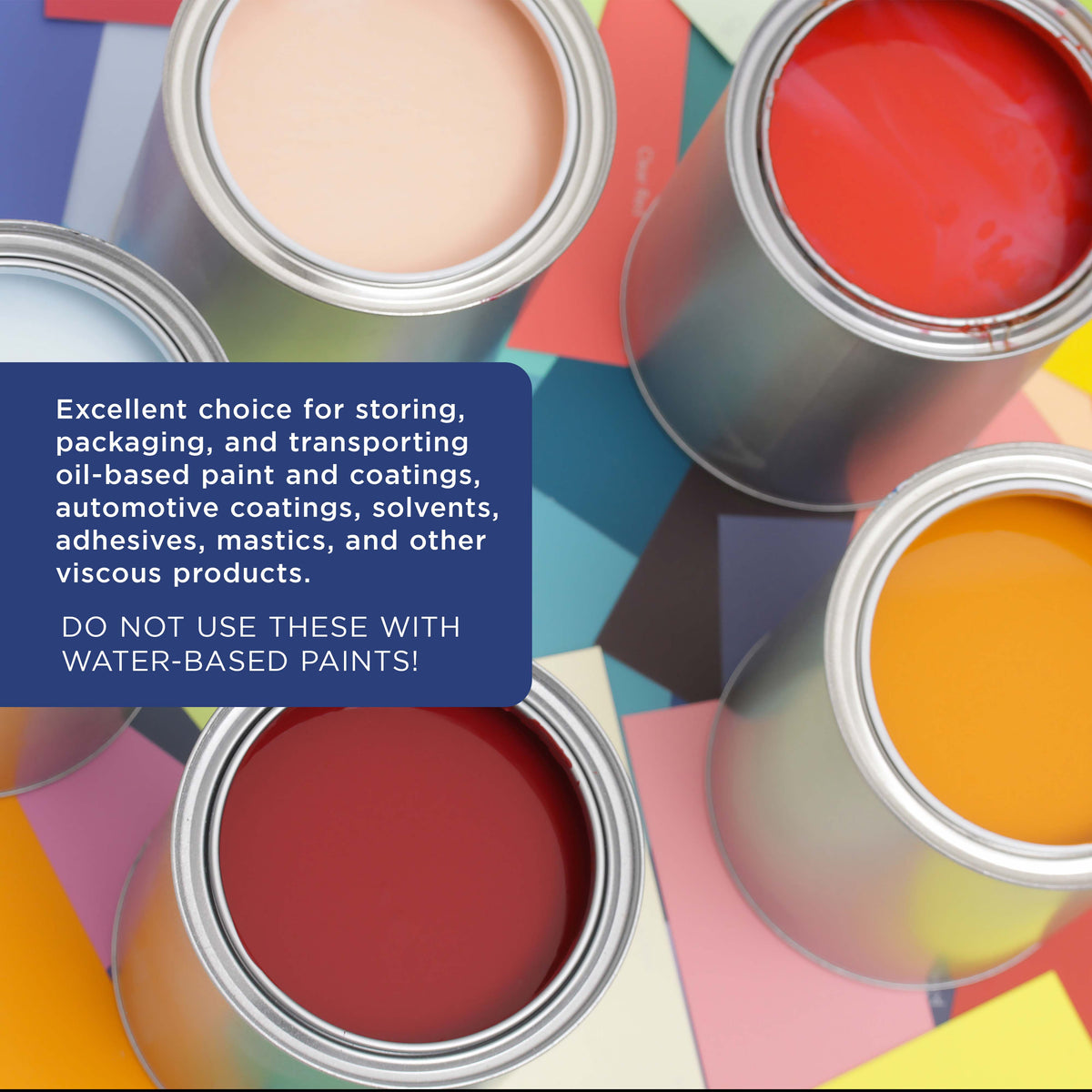 1 Quart Unlined Empty Metal Paint Can Bucket with Lids, Pack of 2 - Triple Tight Lid Seal, 32 fl. oz. Steel Coating Storage Container Tin