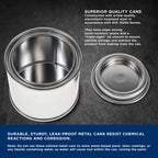 1/4 Pint Unlined Empty Metal Paint Can Bucket with Lids, Pack of 12 - Triple Tight Lid Seal, 4 fl. oz. Steel Coating Storage Container Tin