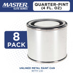 1/4 Pint Unlined Empty Metal Paint Can Bucket with Lids, Pack of 8 - Triple Tight Lid Seal, 4 fl. oz. Steel Coating Storage Container Tin