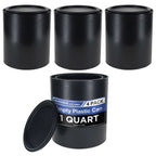 1 Quart Empty Plastic Paint Can Bucket, Pack of 4 - Triple Lock Airtight Lid Seal, 32 fl. oz. All-Plastic Coating Storage Can Pail Handle