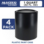 1 Quart Empty Plastic Paint Can Bucket, Pack of 4 - Triple Lock Airtight Lid Seal, 32 fl. oz. All-Plastic Coating Storage Can Pail Handle
