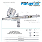 G233 Performance Pro Airbrush Kit with 3 Nozzle Sets (0.2, 0.3 & 0.5mm Needles, Fluid Tips & Air Caps) Hose, Dual Action Gravity
