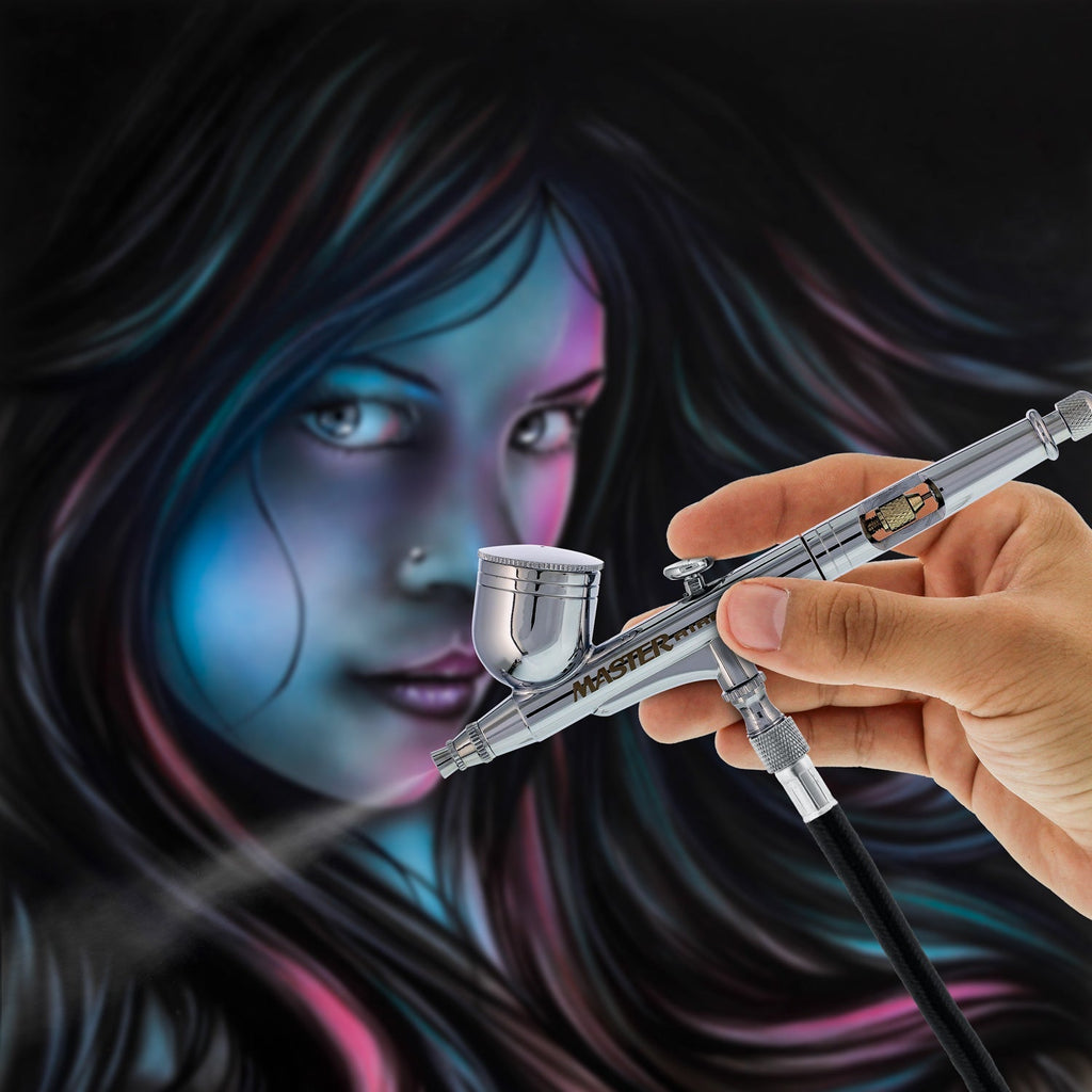 G233 Performance Pro Airbrush Kit with 3 Nozzle Sets (0.2, 0.3 & 0.5mm Needles, Fluid Tips & Air Caps) Hose, Dual Action Gravity