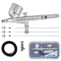 G233 Performance Pro Airbrush Kit with 3 Nozzle Sets (0.2, 0.3 & 0.5mm Needles, Fluid Tips & Air Caps) Hose, Dual Action Gravity