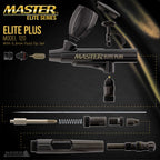Cool Runner II Dual Fan Air Compressor System Kit with Plus Elite Level Performance Airbrush Set, 6 Acrylic Paint Colors