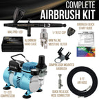 Cool Runner II Dual Fan Air Compressor System Kit with Plus Elite Level Performance Airbrush Set, Case, 0.3mm Tip, 2 Cups