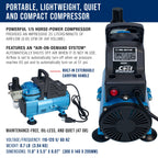 Super Cool Runner Dual Fan Air Compressor Professional Airbrushing System Kit with 3 Airbrushes, Gravity & Siphon Feed - 6 Primary Opaque Colors