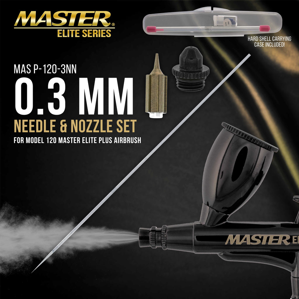 0.3 mm Needle, Nozzle and Fluid Tip Cap Set Only - Fits the Model 120 Plus Airbrush - Fine Detail Control Spraying