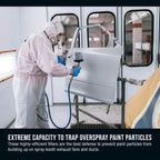 Premium Paint Spray Booth Exhaust Filter Pad 20" x 20", Box of 50-18 Gram Fiberglass Paint Arrestors - Captures Traps Overspray Paint Particles