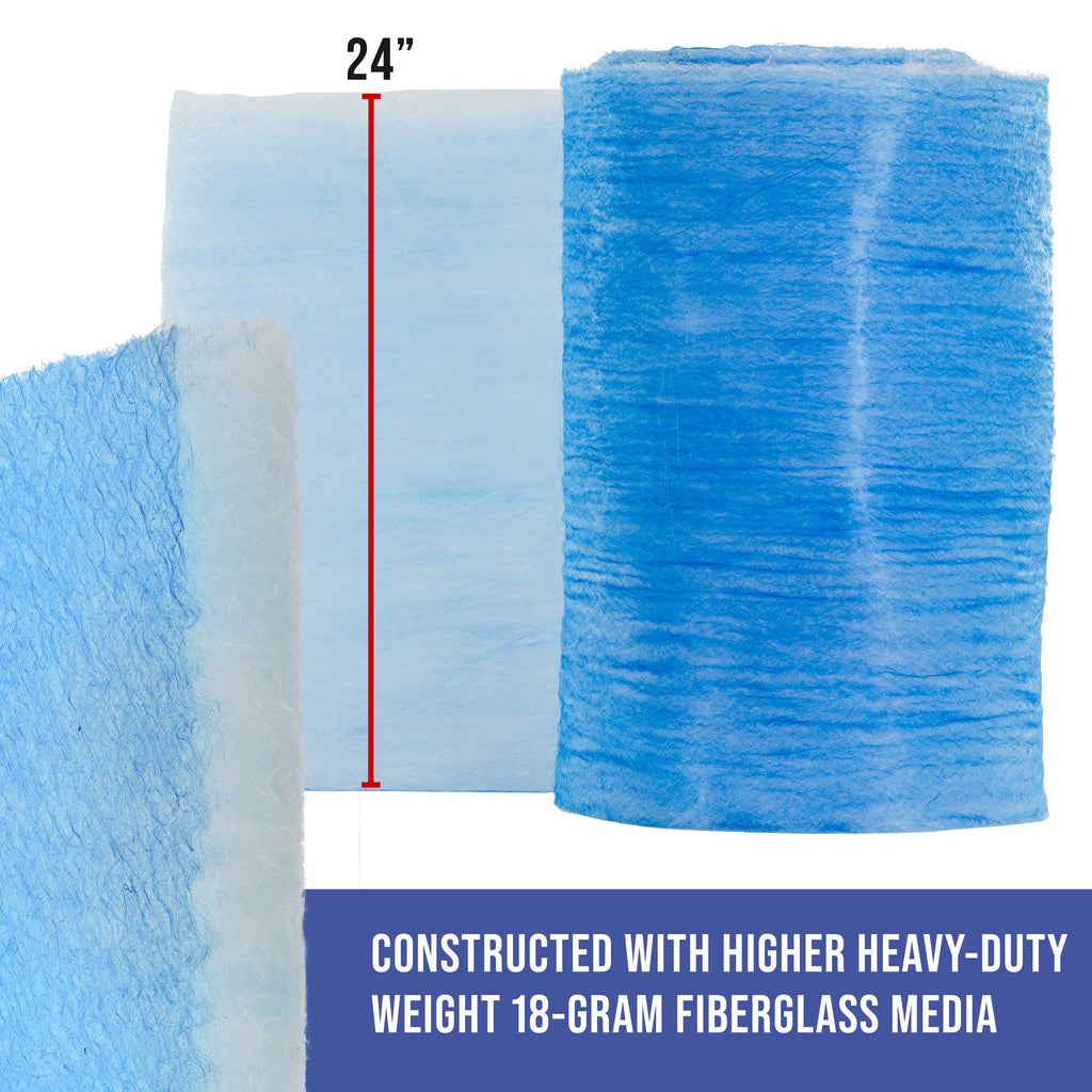 Premium Paint Spray Booth Exhaust Filter Roll, 24" x 300' - 18 Gram Fiberglass Paint Arrestor - Traps Overspray Paint Particles