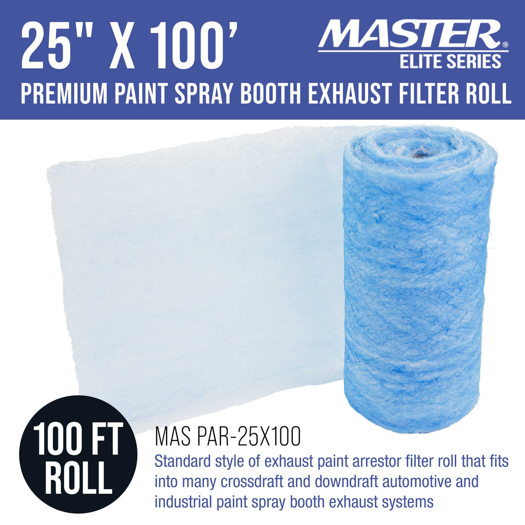 Premium Paint Spray Booth Exhaust Filter Roll, 25" x 100' - 18 Gram Fiberglass Paint Arrestor - Traps Overspray Paint Particles
