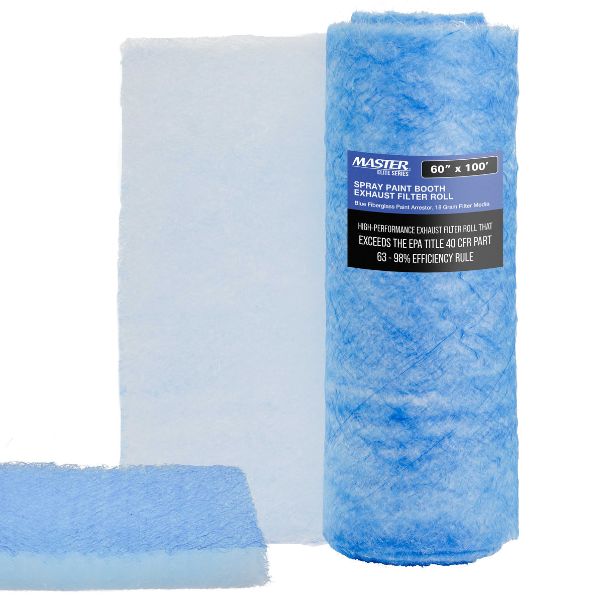 Premium Paint Spray Booth Exhaust Filter Roll, 60" x 100' - 18 Gram Fiberglass Paint Arrestor - Traps Overspray Paint Particles