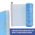 Premium Paint Spray Booth Exhaust Filter Roll, 60" x 100' - 18 Gram Fiberglass Paint Arrestor - Traps Overspray Paint Particles