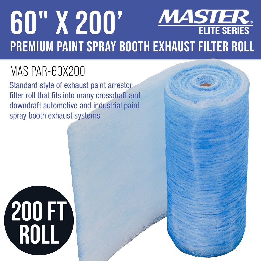 Premium Paint Spray Booth Exhaust Filter Roll, 60" x 200' - 18 Gram Fiberglass Paint Arrestor - Traps Overspray Paint Particles