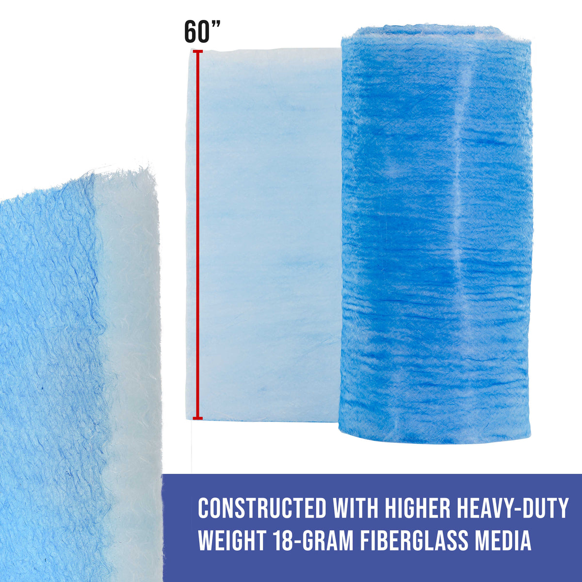Premium Paint Spray Booth Exhaust Filter Roll, 60" x 200' - 18 Gram Fiberglass Paint Arrestor - Traps Overspray Paint Particles