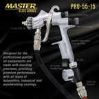 PRO-55 HVLP Automotive Spray Paint Gun with 1.5mm Tip - Pressure Feed Spray Gun for Painting Car Basecoats, Clearcoats, Industrial Coatings & Woodworking Coatings - Superior Atomization