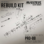 HVLP Spray Gun Airflow Control Assembly, Rebuild Kit #3 - Air Adjusting Knob, Rod and Seals - For PRO-88 HVLP Spray Guns
