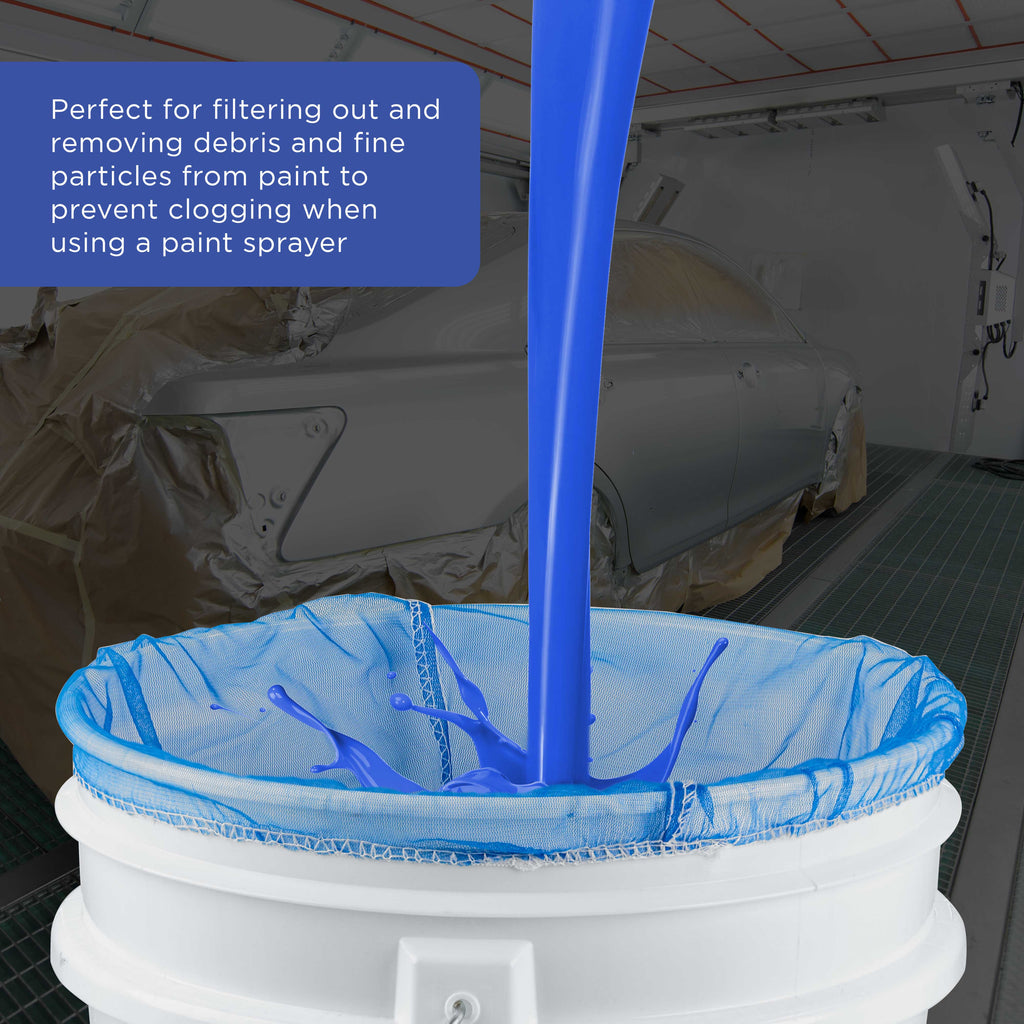 5 Gallon Paint & Liquid Strainer Filter Bag with Pure Blue Fine Nylon Mesh, Pack of 12 - Used in 5 Gallon Buckets
