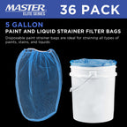 5 Gallon Paint & Liquid Strainer Filter Bag with Pure Blue Fine Nylon Mesh, Pack of 36 - Used in 5 Gallon Buckets
