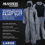 Reusable Anti-Static Automotive Paint Suit (Large) - Breathable Protective Auto Spray Paint Coveralls with Hood & Mesh Back - Polyester
